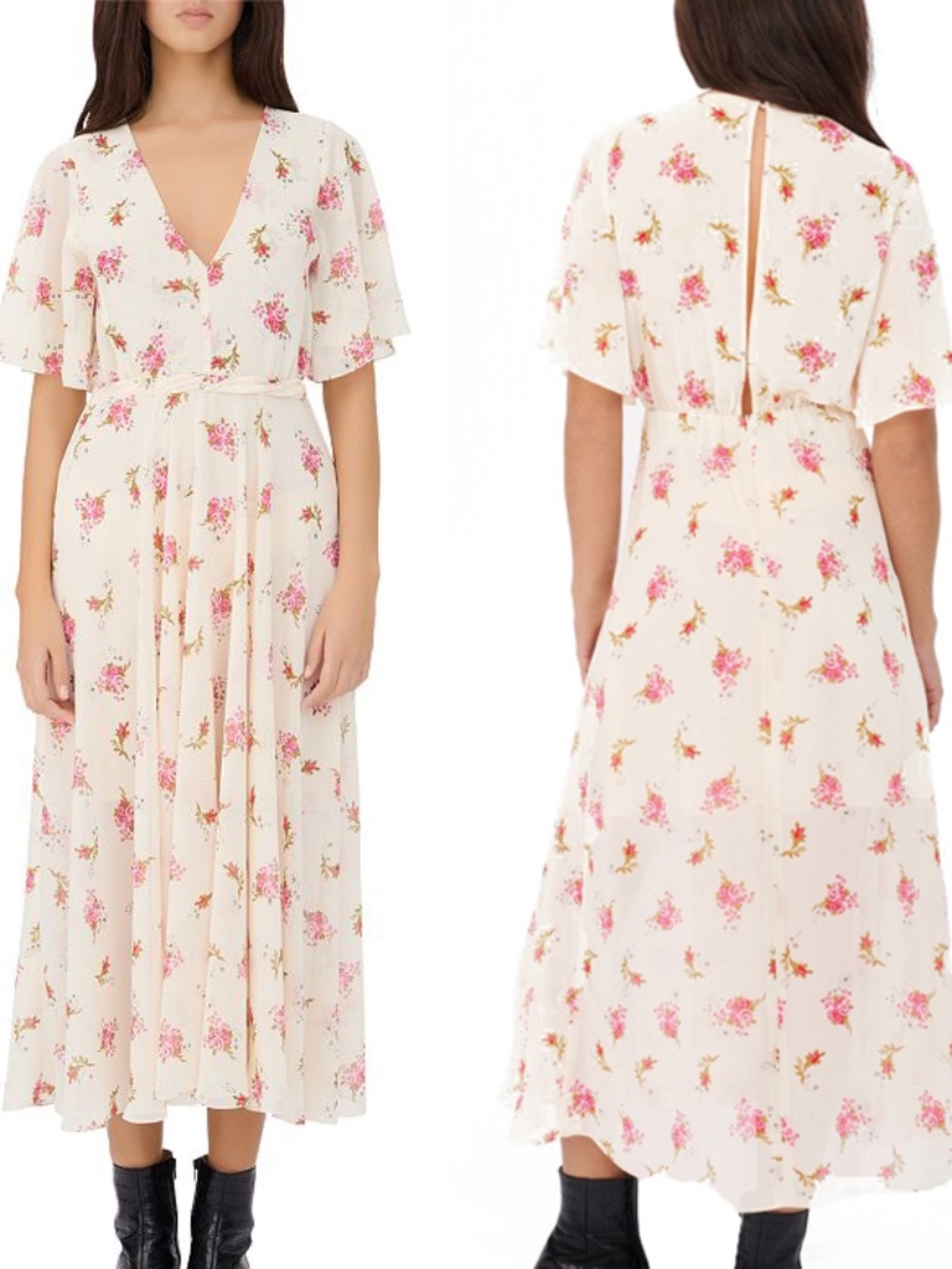 MAJE Floral Print Midi Dress Size 38 Medium
